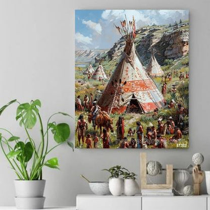 The Heart of the Village Native American Canvas VA