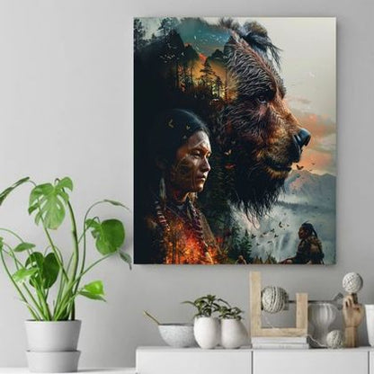 The Bear's Wisdom Native American Canvas VA