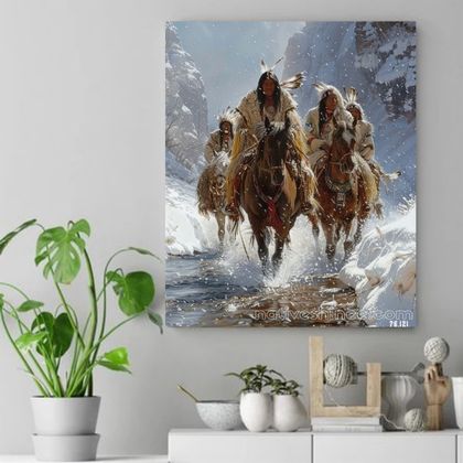 Riders Through the Winter Passage Native American Canvas VA