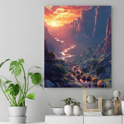 Journey Through the Canyon at Sunset Native American Canvas VA