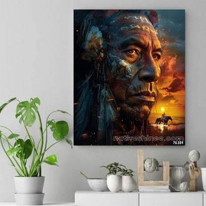 The Spirit of the Sunset Warrior Native American Horse Canvas