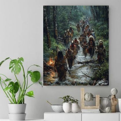 The Journey Through Sacred Forests Native American Horse Canvas