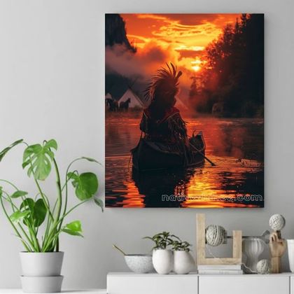 Silent Passage at Sunset Native American Canvas VA