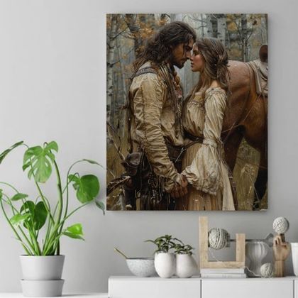 Whispers in the Woods: A Moment of Love Native American CanvaS