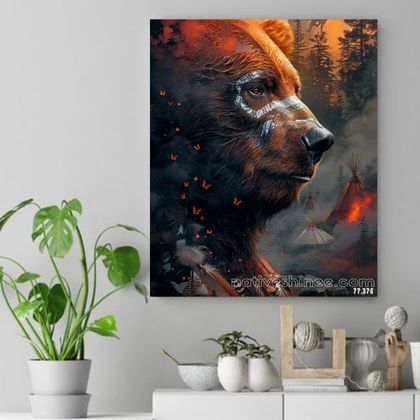 Guardian Bear of the Sacred Forest Native American CanvaS