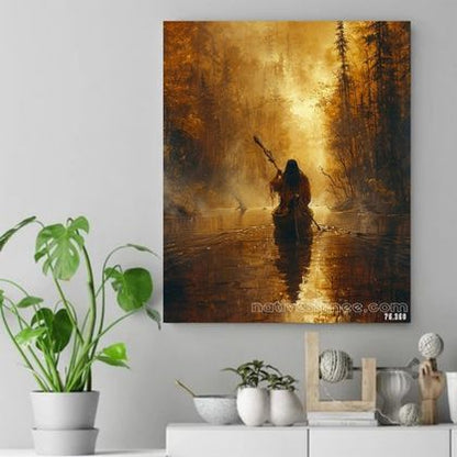 Journey Through the Golden Mist Native American Canvas