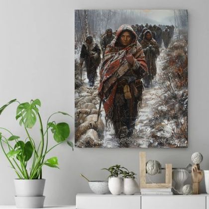 Endurance on the Winter Trail Native American Canvas