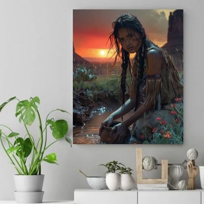 Sunset Reflections Native American Canvas