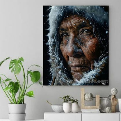 Wise Eyes of Winter Native American Canvas