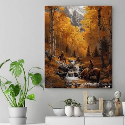 Journey Through Golden Valleys Native American Canvas