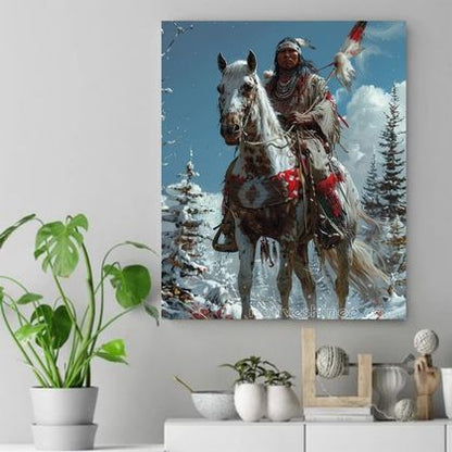 Guardian of the Winter Plains Native American Canvas