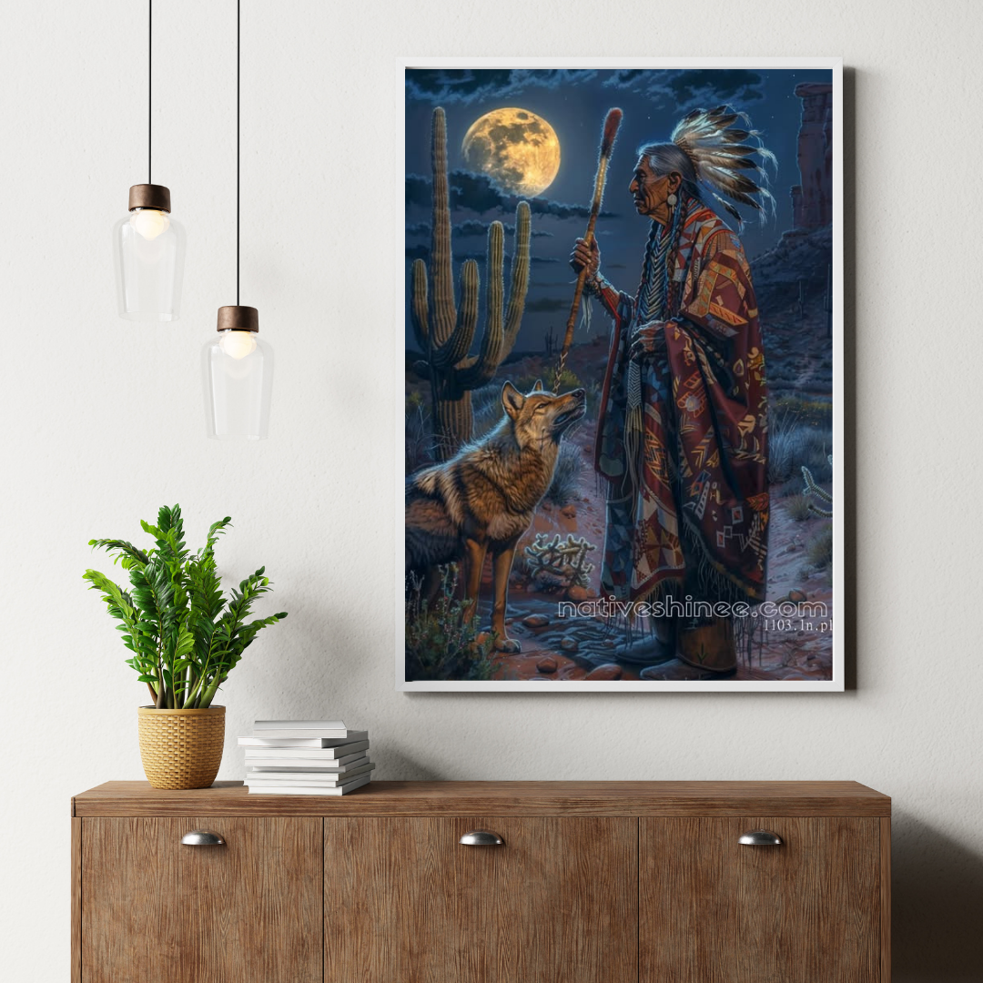Desert Moon Guardian Native American Canvas