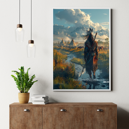 Guardian of the Plains: The Spirit of the Land Native American Canvas