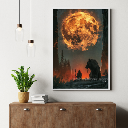 Moon of the Wolf: A Sacred Bond Native American Canvas