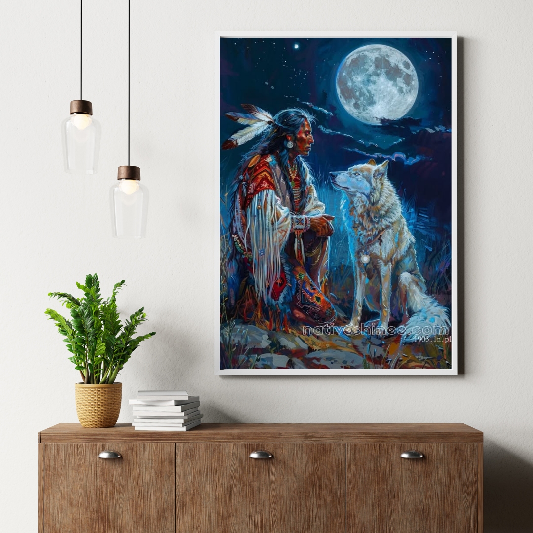 Lunar Harmony: Native American Canvas