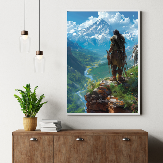 The Watcher of the Valley Native American Canvas