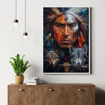 Spirit of the Wolf Guardian Native American Canvas
