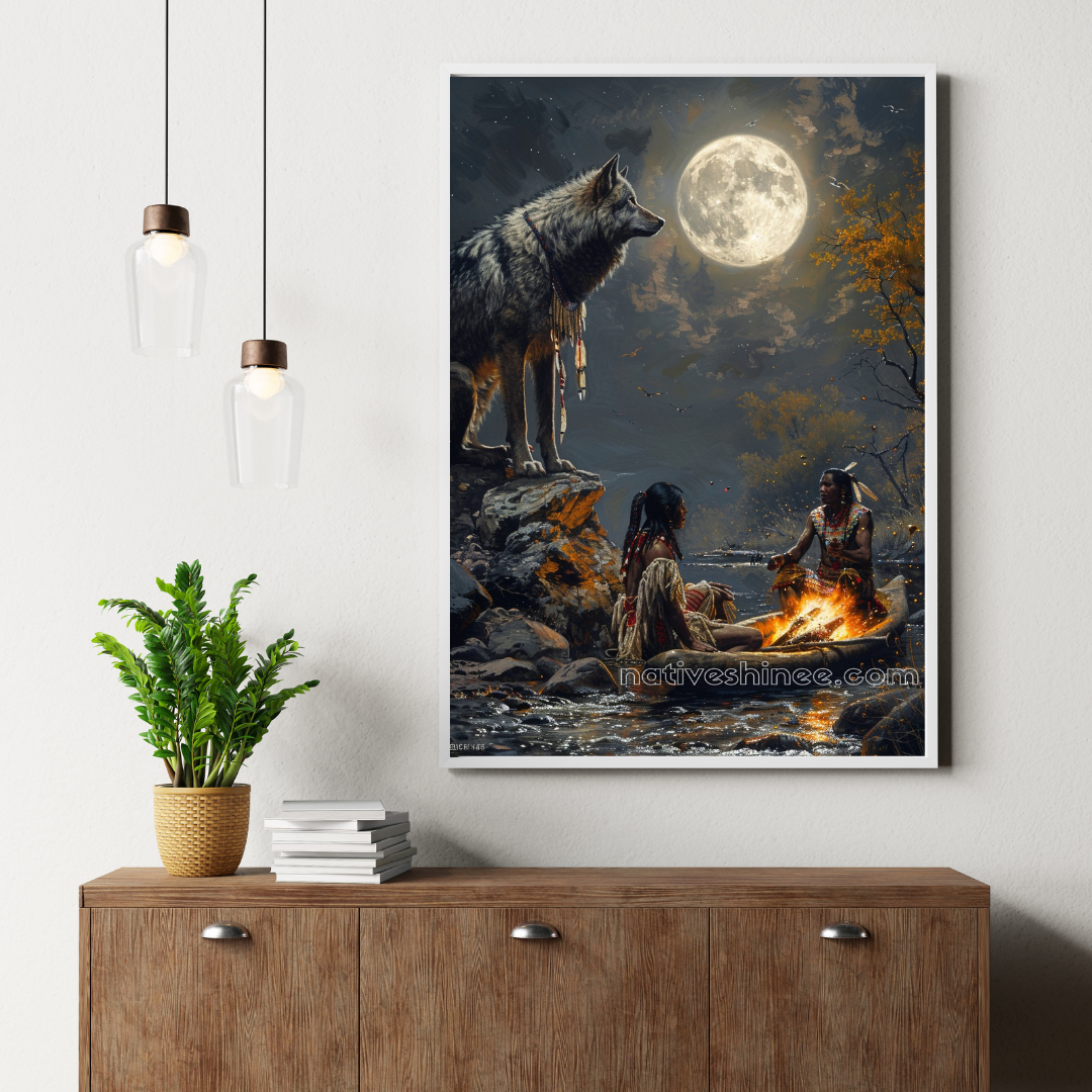 Whispers of the Wolf: Native American Canvas