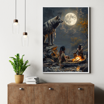 Whispers of the Wolf: Native American Canvas