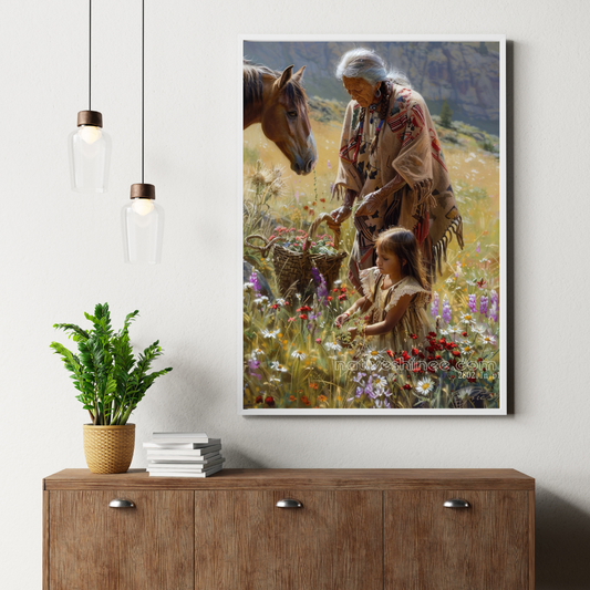 Whispers of the Land: A Generational Bond Native American Canvas