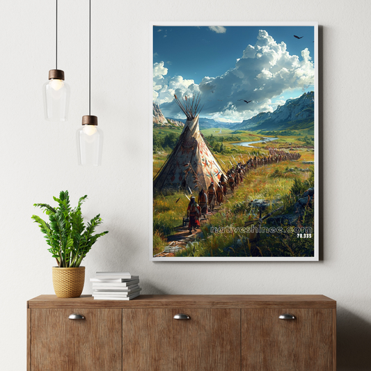 Journey of the Brave: A Tribe's Path Native American Canvas