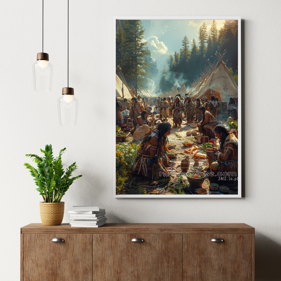 The Heart of the Village Native American Canvas