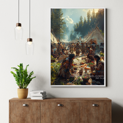 The Heart of the Village Native American Canvas