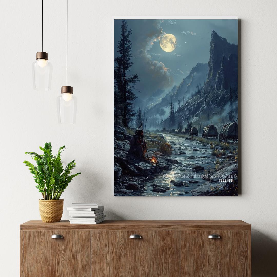 Under The Moonlight Native American Canvas
