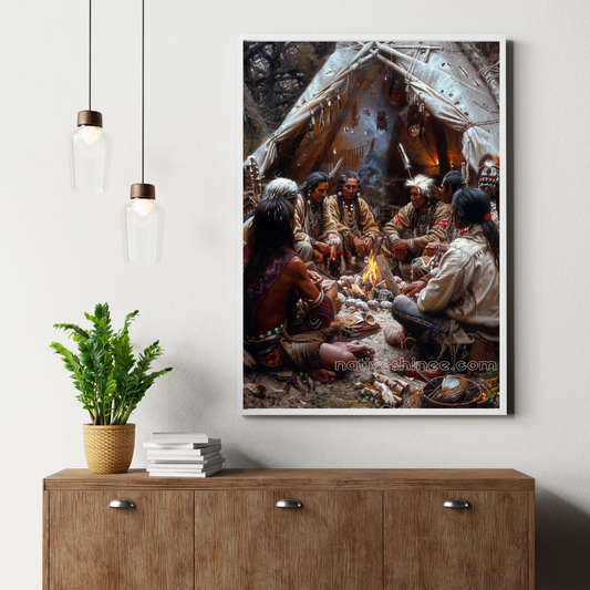 Council of Fire Native American Canvas