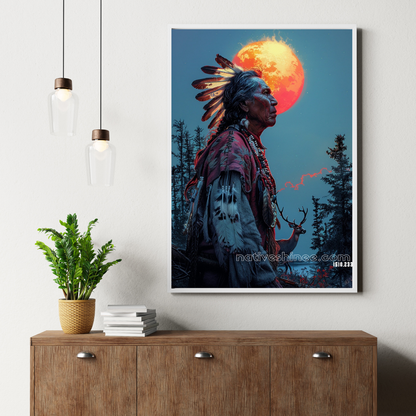 The Moon Native American Canvas
