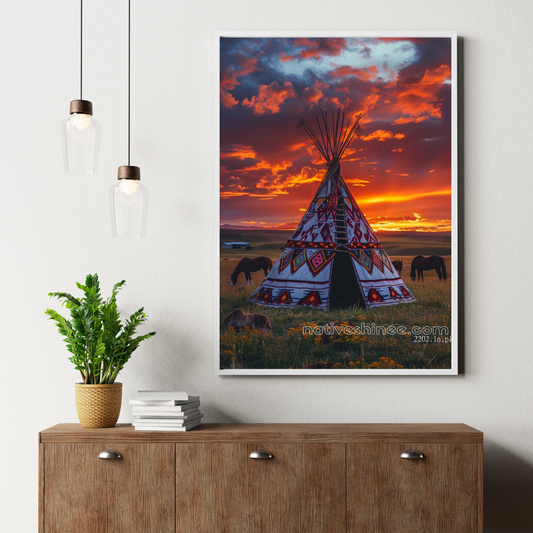 Twilight Over the Plains Native American Canvas