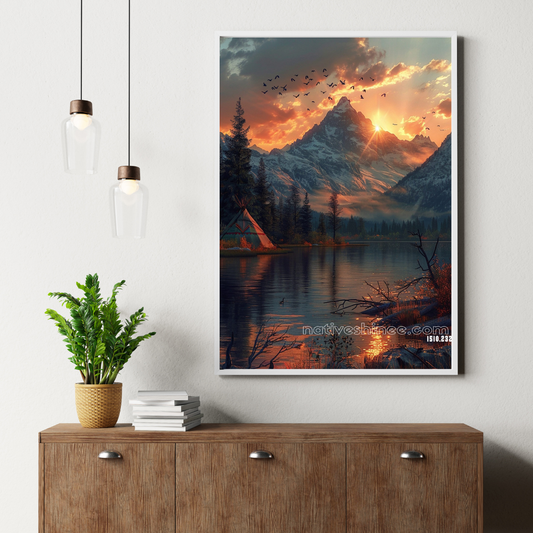 The Sun Sets Native American Canvas