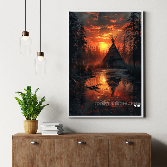 Echoes of the Sunset: A Sacred Silence Native American Canvas