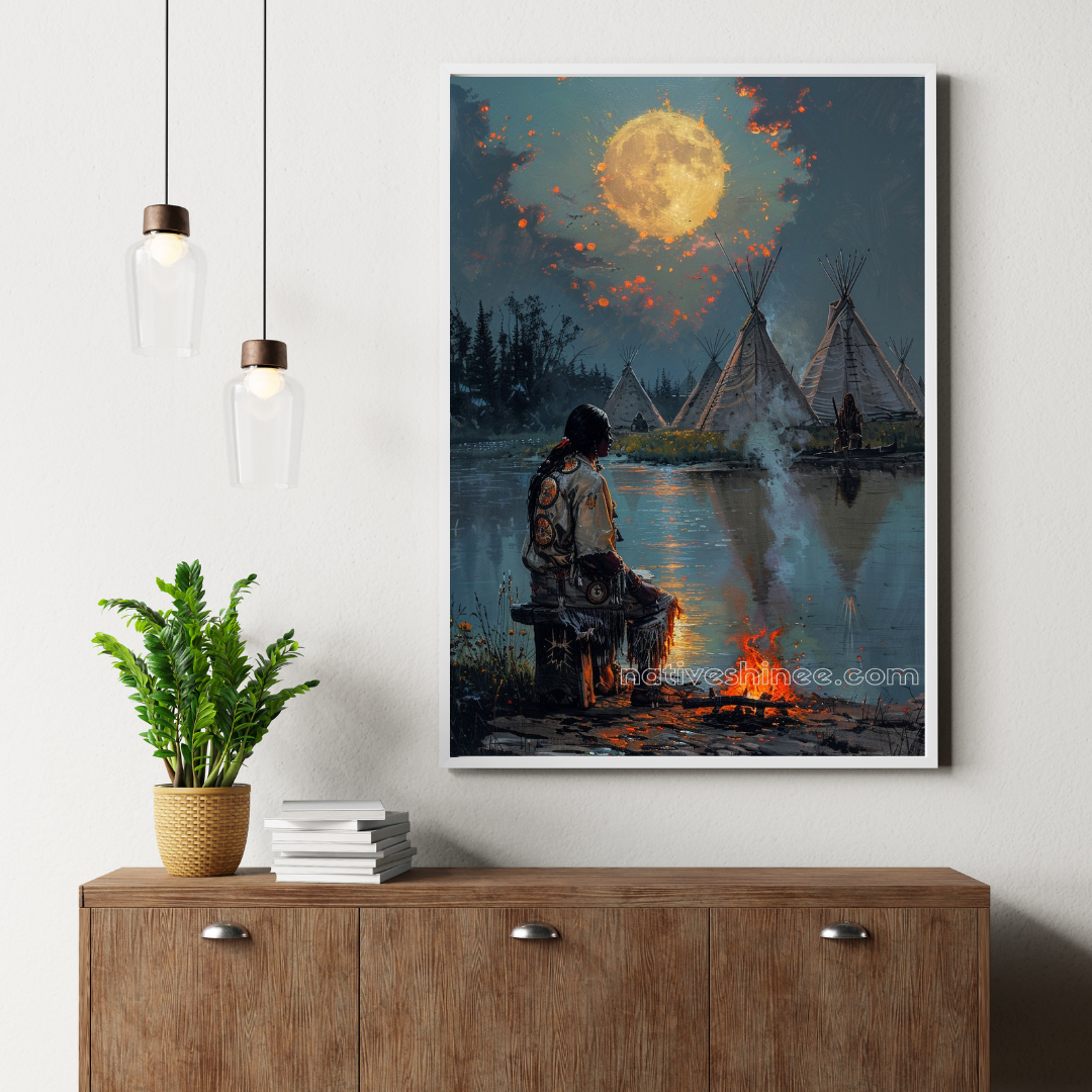 Reflections Under the Moon Native American Canvas