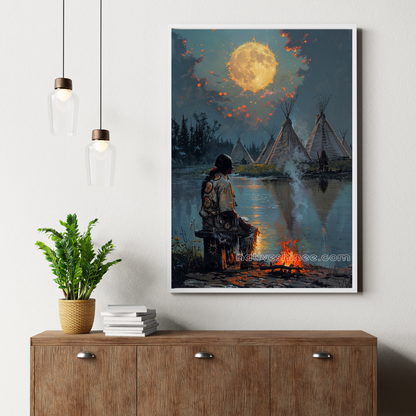 Reflections Under the Moon Native American Canvas