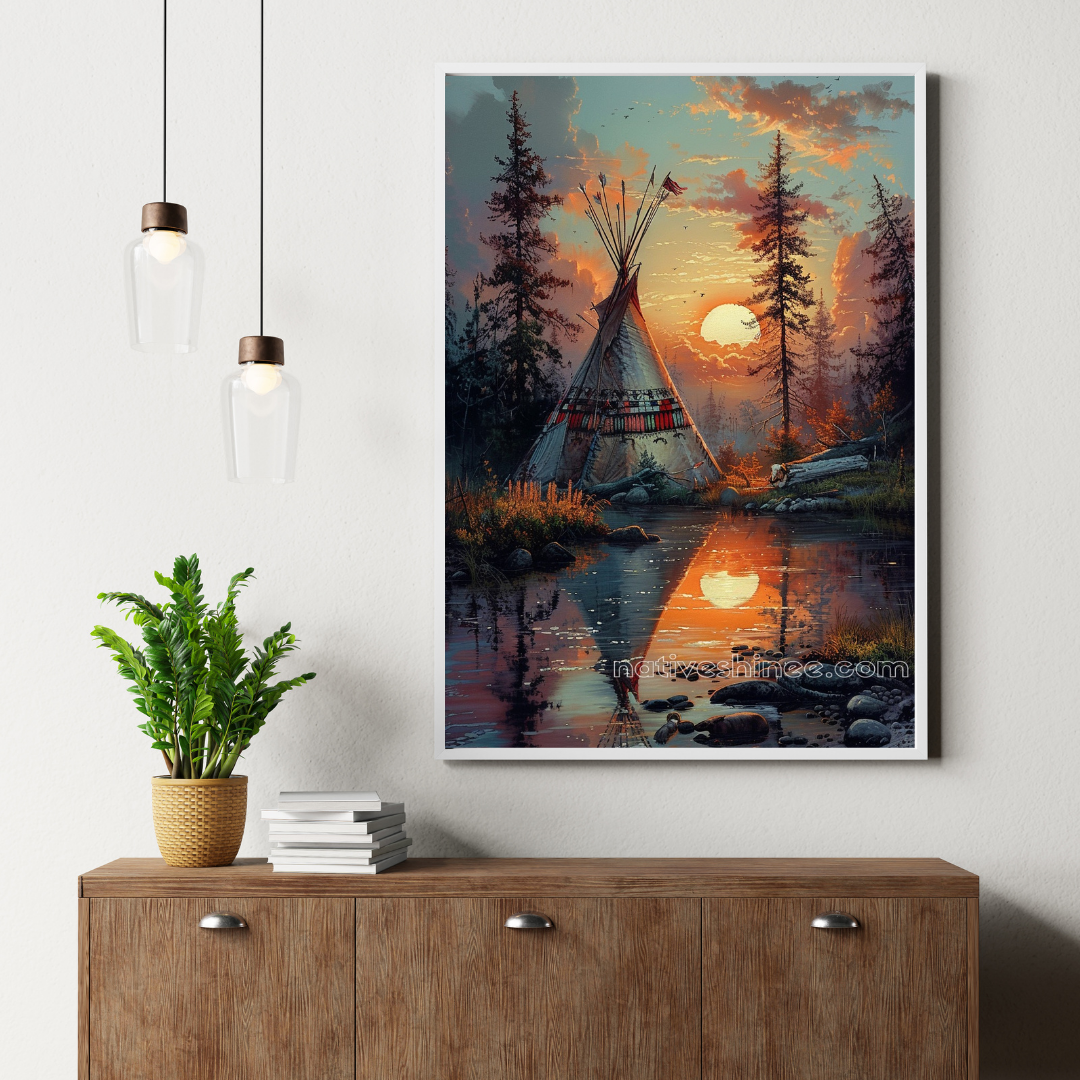 Sunset Reflections Native American Canvas