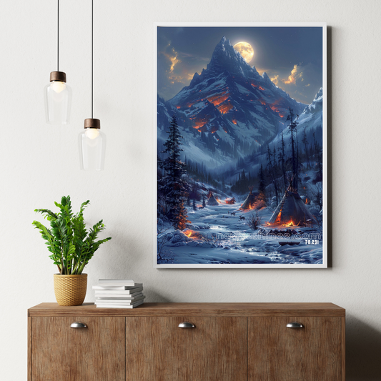 Moonlit Fires of the Valley Native American Canvas