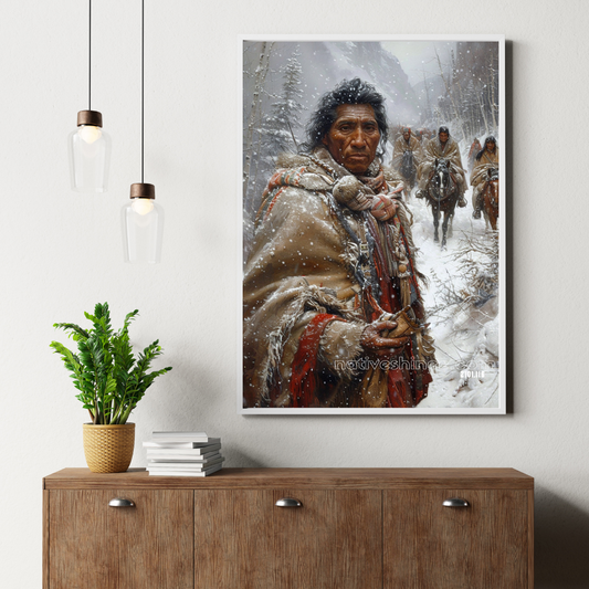 Endurance in the Blizzard Native American Canvas