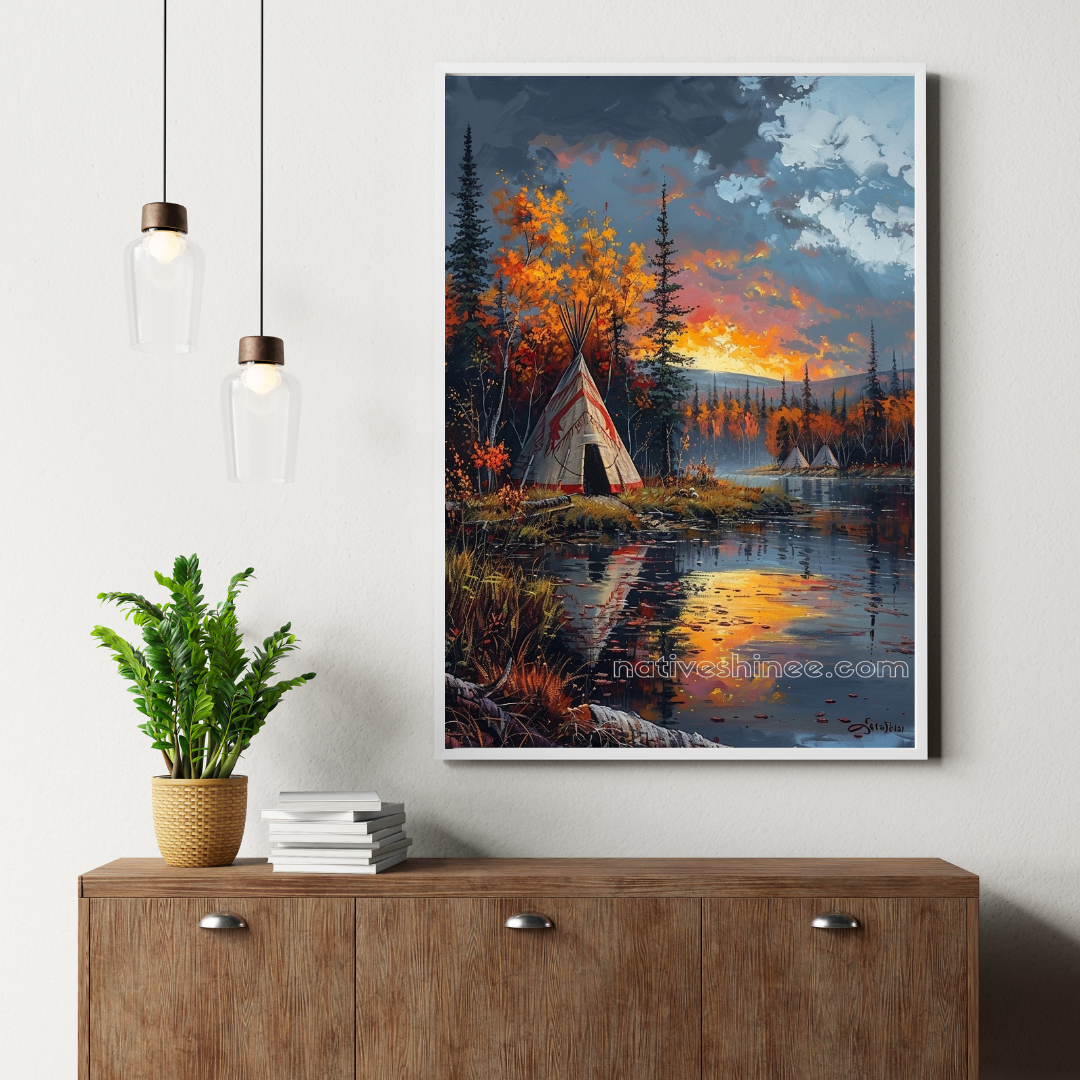 Golden Reflections: Native American Canvas