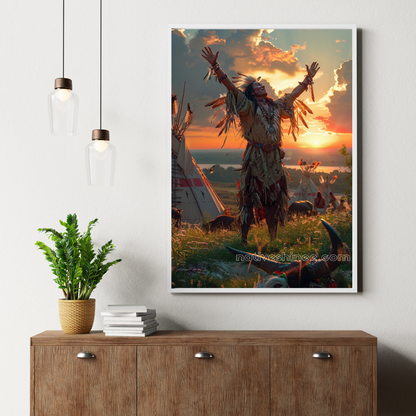 Spirit of the Sunset Native American Canvas