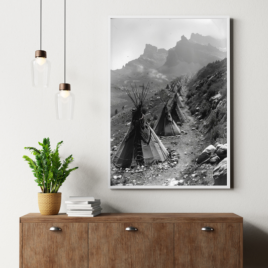 Endless Camp Under the Peaks Native American Canvas