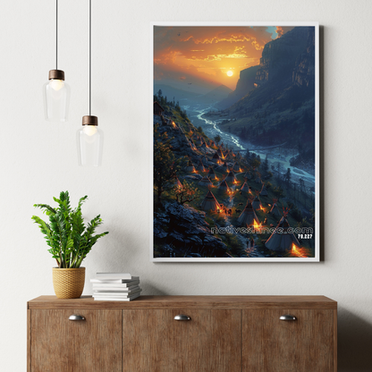 Sunset Over the Valley Native American Canvas