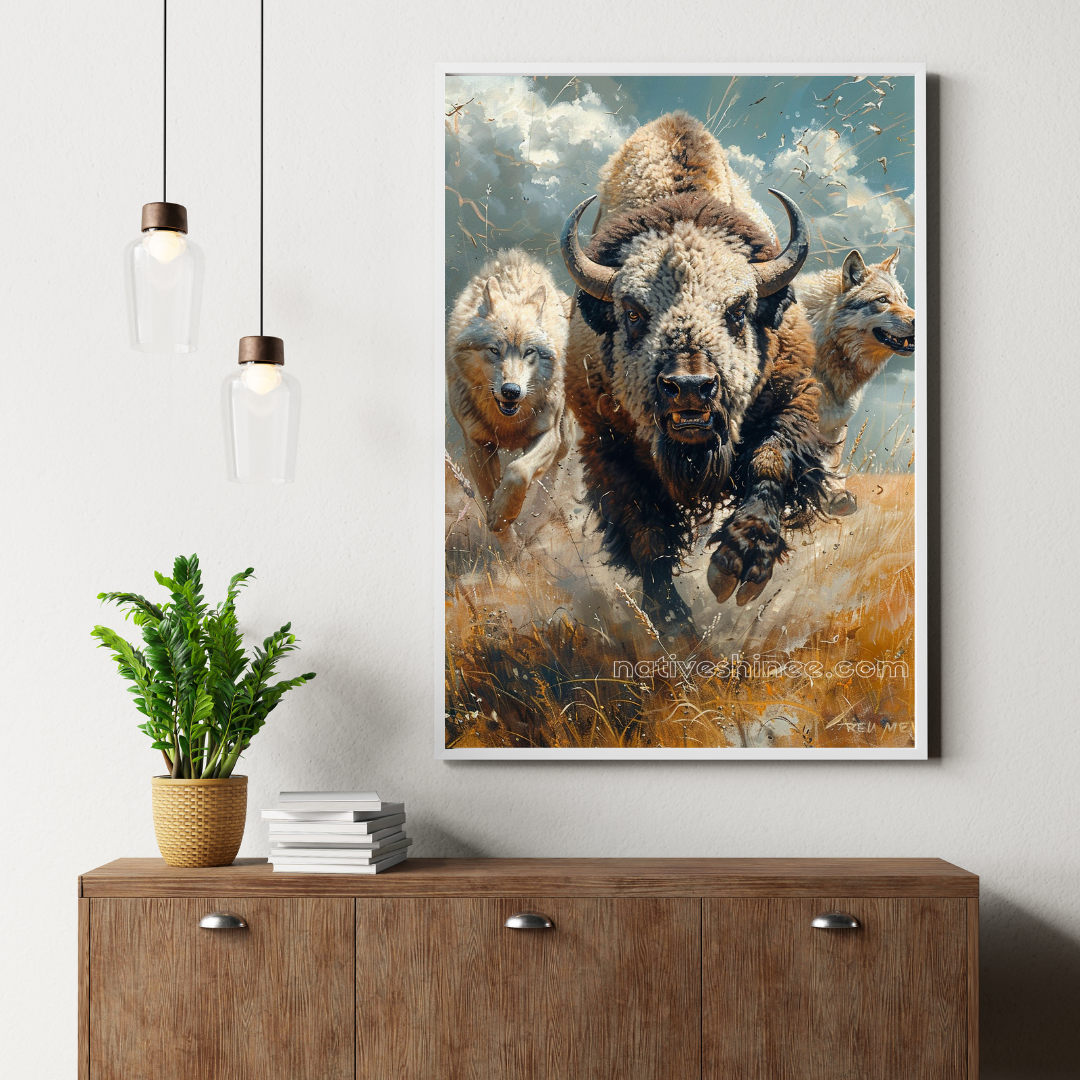 The Chase of the Wild Native American Canvas