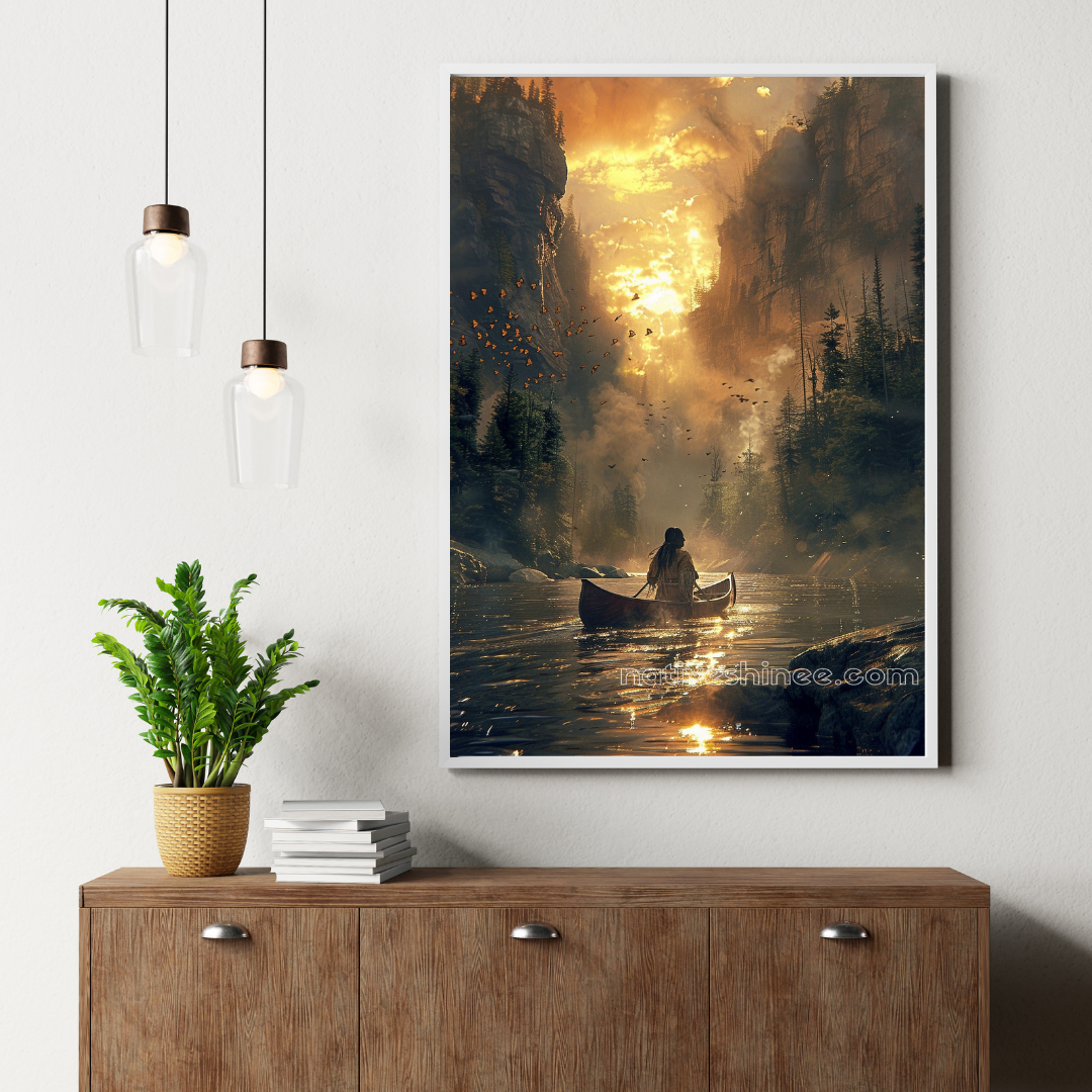 Sunset Voyage: Native American Canvas
