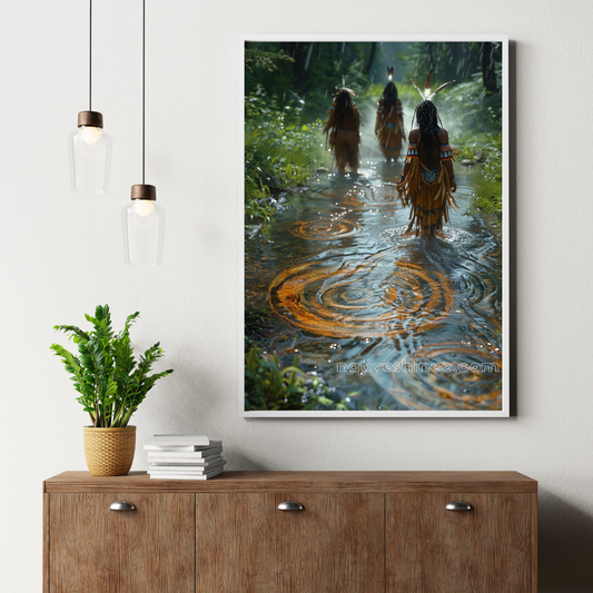 The Story In The Rain Native American Canvas