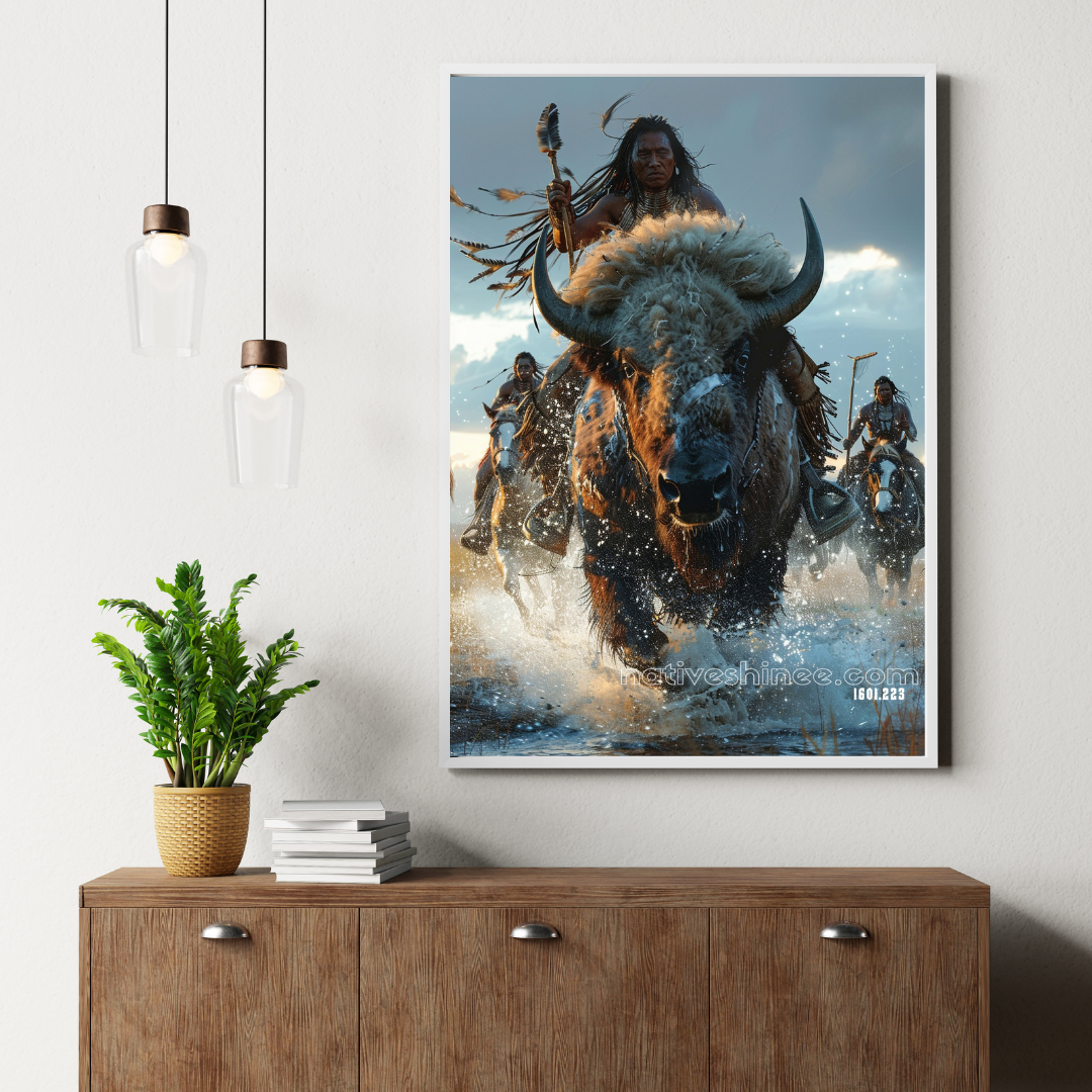 Running With Buffalo Native American Canvas