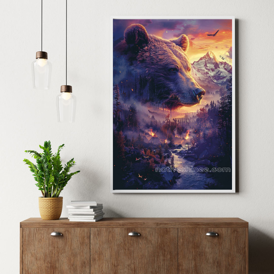 Spirit of the Bear Amidst the Burning Lands Native American Canvas