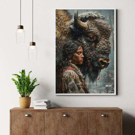 The Buffalo Native American Canvas