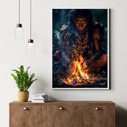 The Keeper of Flames Native American Canvas
