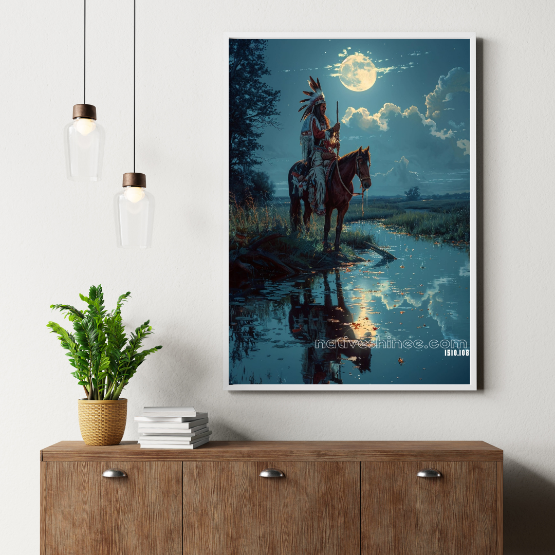 Moonlit Vigil Native American Canvas